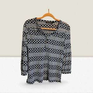 Outback Red for The Limited Womens Size Medium Circle Print Mesh Blouse Blue